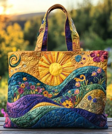 Sunset Flow Quilted Tote Bag