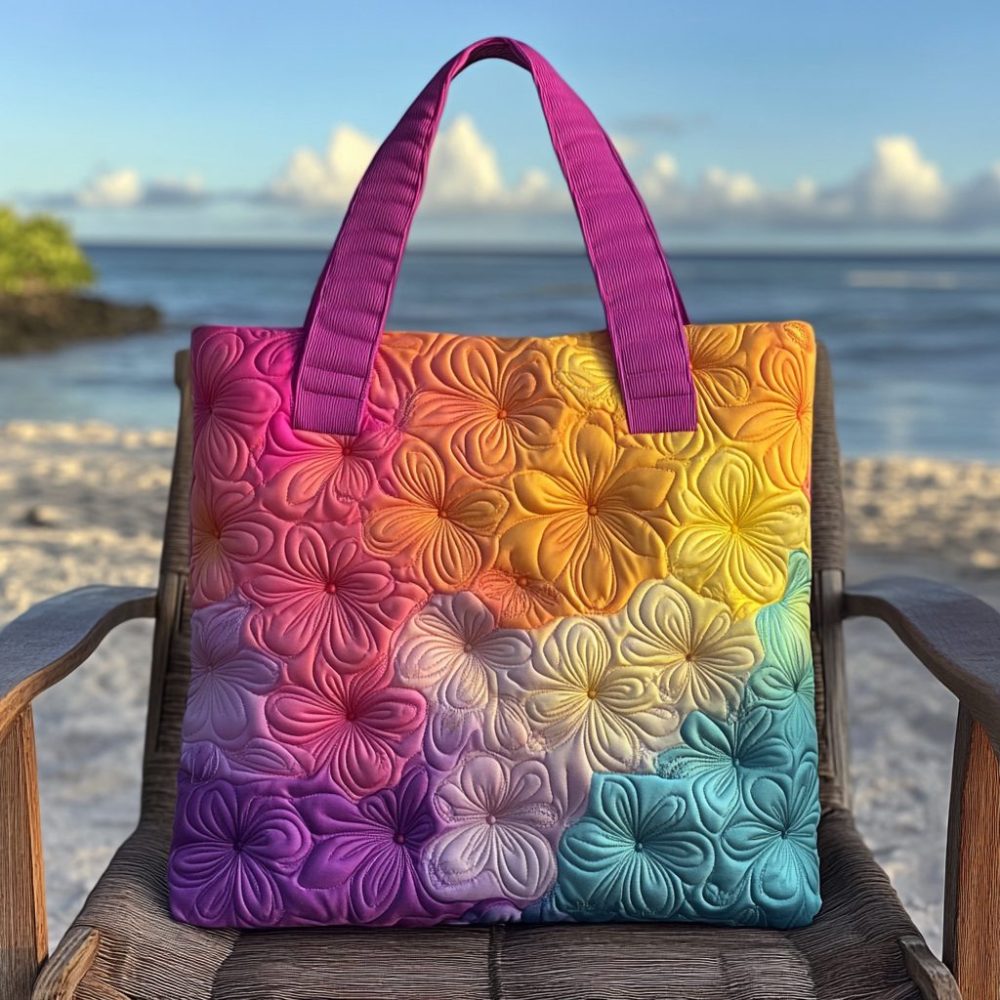 Sunset Petals Quilted Tote Bag