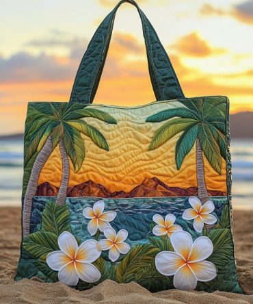 Sunset Tropic Quilted Tote Bag