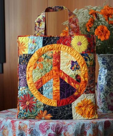 Sunshine Peace Quilted Tote Bag