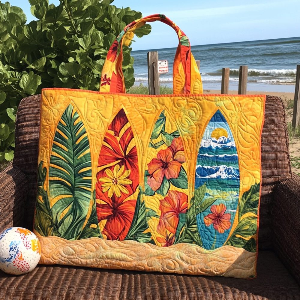 Surf Bloom Quilted Tote Bag
