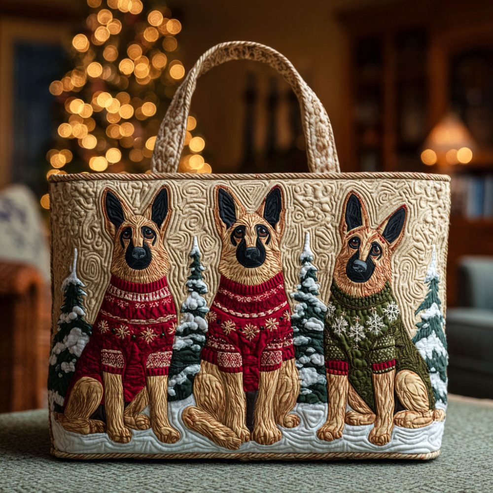 Sweater Shepherd Family Quilted Tote Bag