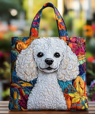 Sweet Poodle Quilted Tote Bag