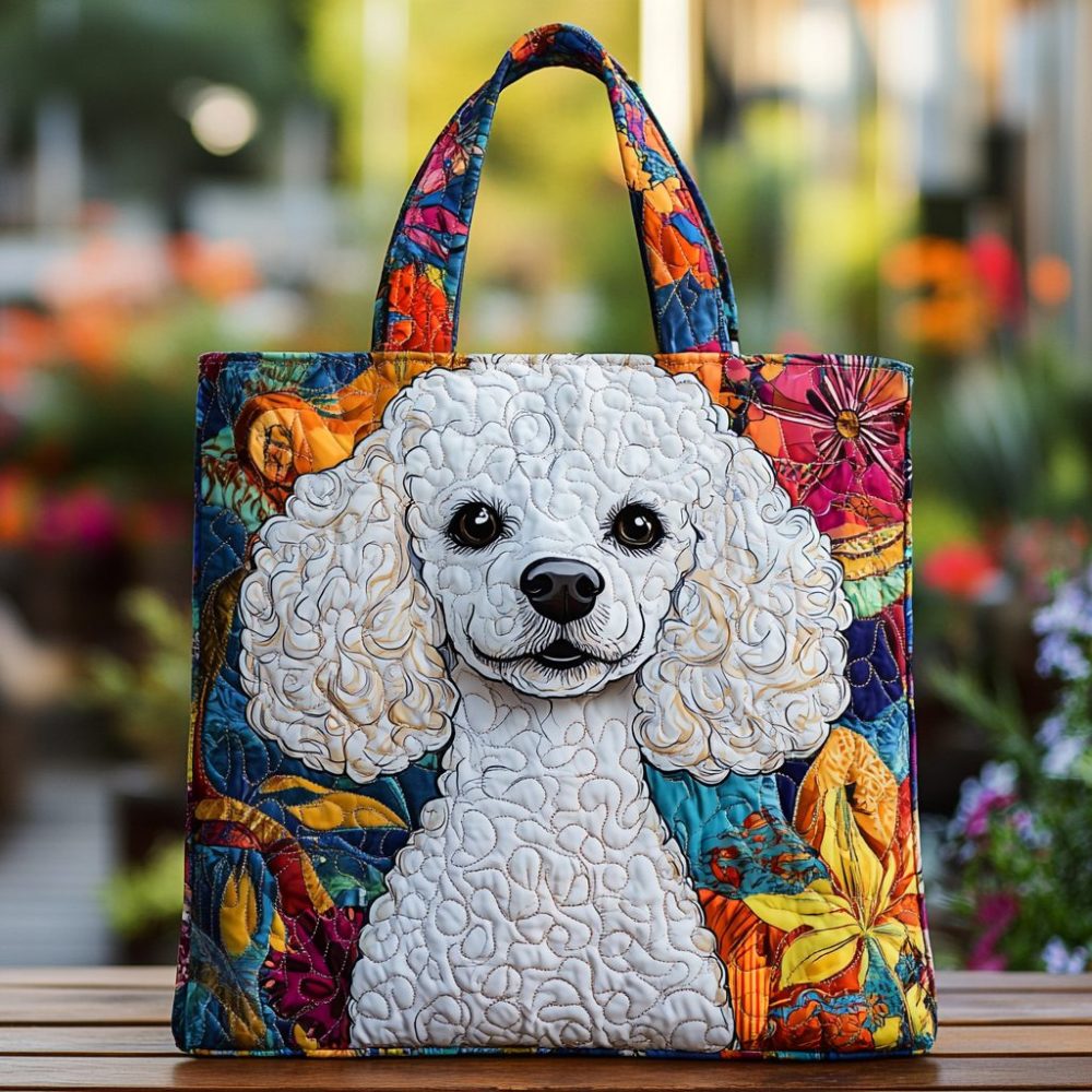 Sweet Poodle Quilted Tote Bag
