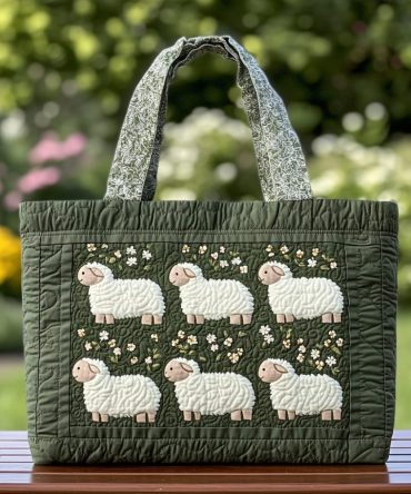 Sweet Sheep Quilted Tote Bag
