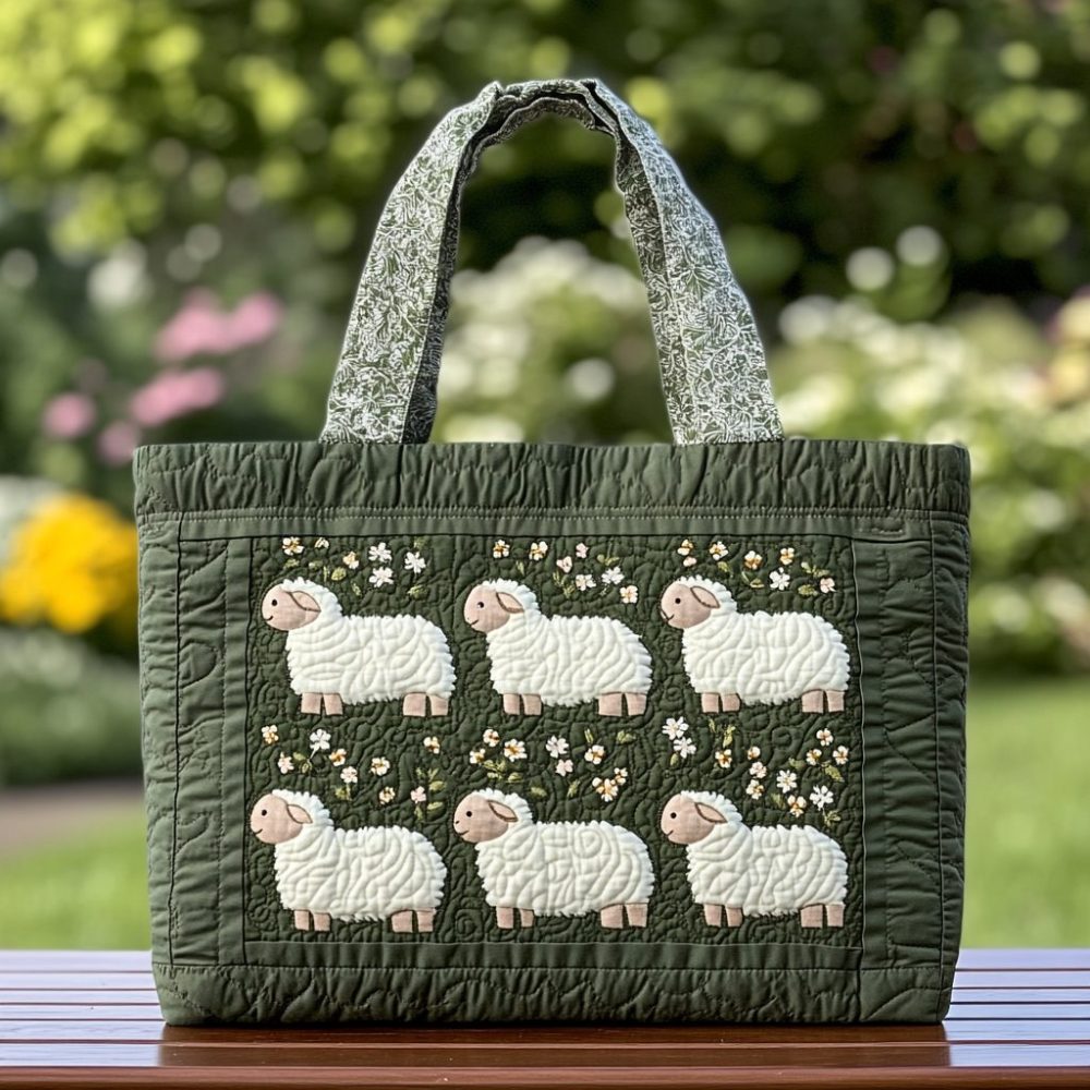 Sweet Sheep Quilted Tote Bag