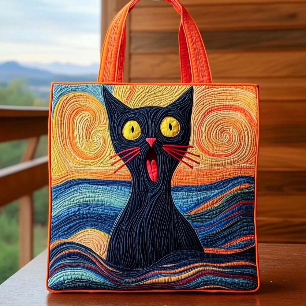 The Scream Cat Quilted Tote Bag