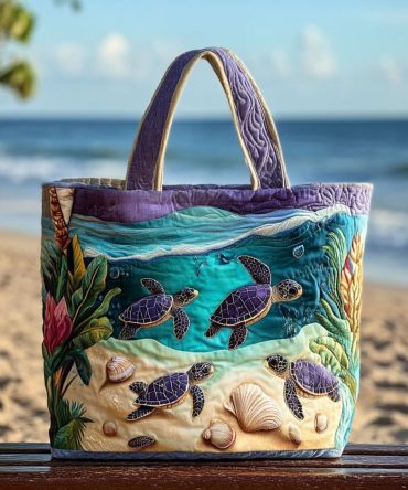 Tidal Bloom Quilted Tote Bag