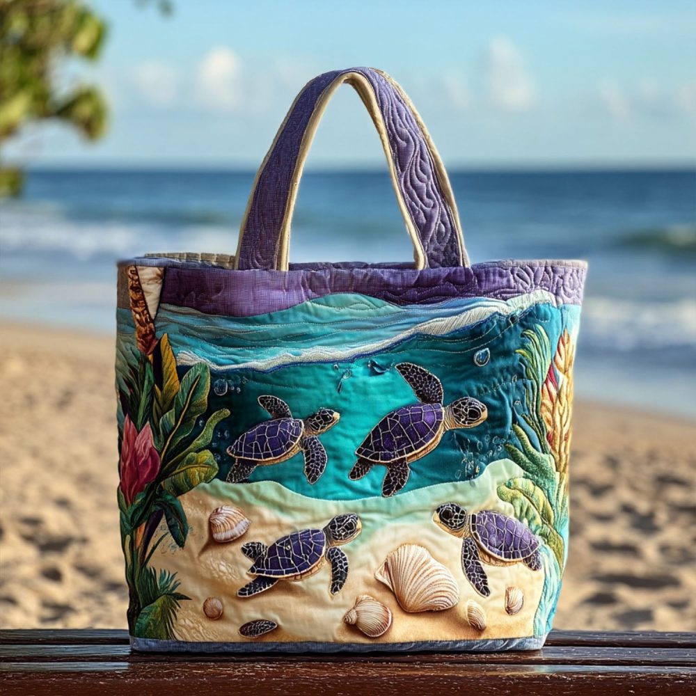 Tidal Bloom Quilted Tote Bag