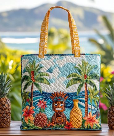 Tiki Tropics Quilted Tote Bag