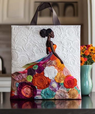 Timeless Black Lady Quilted Tote Bag