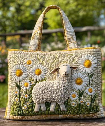 Tiny Sheep Quilted Tote Bag