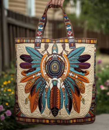 Tribal Horizon Quilted Tote Bag
