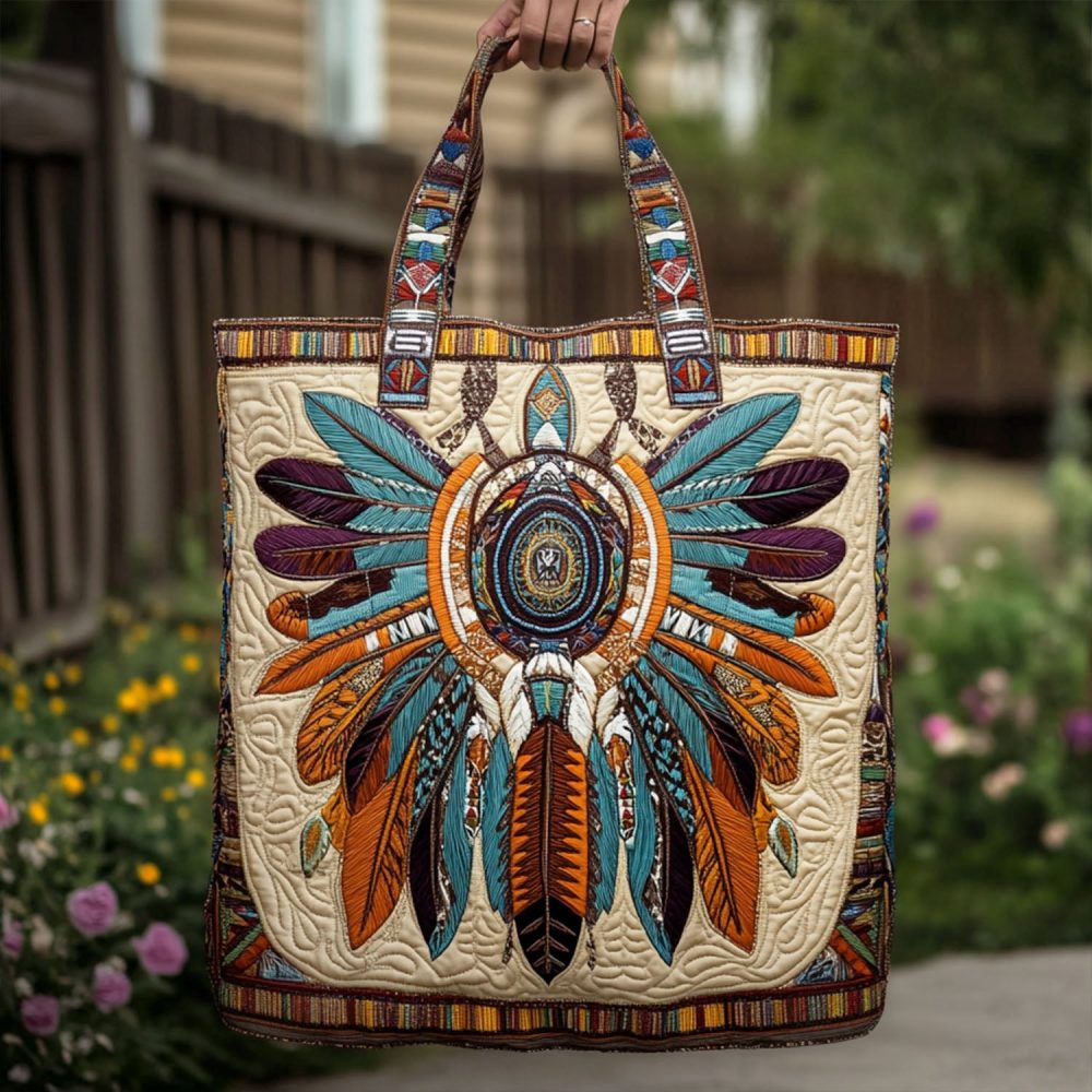 Tribal Horizon Quilted Tote Bag