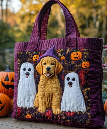 Trick Or Treat Pups Quilted Tote Bag