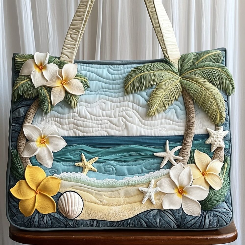 Tropical View Quilted Tote Bag