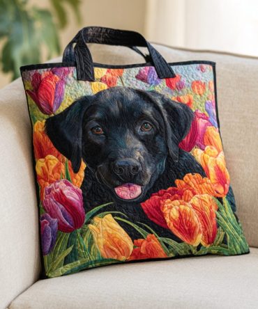 Tulip Labrador Retriever Quilted Tote Bag