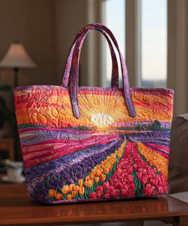 Tulip Morning Light Quilted Tote Bag