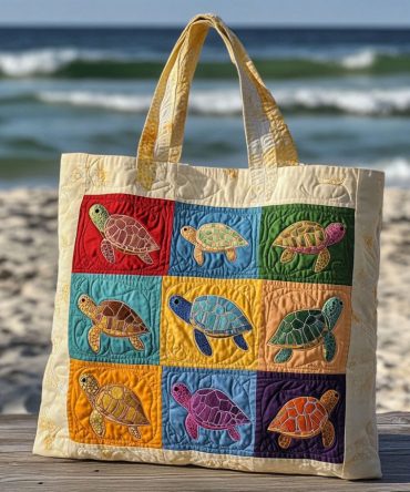 Turtle Lagoon Quilted Tote Bag
