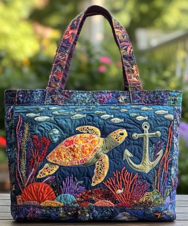 Turtle Tales Quilted Tote Bag