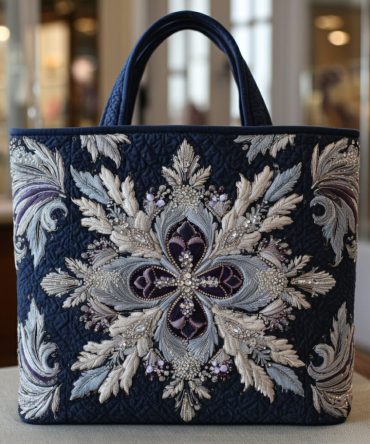 Twilight Snowflake Pattern Quilted Tote Bag