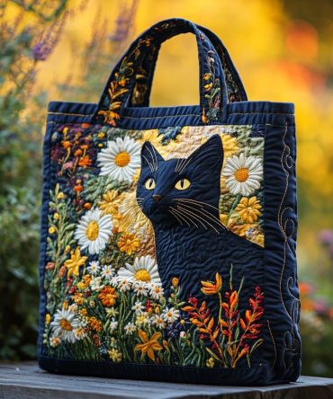 Velvet Whiskers Quilted Tote Bag