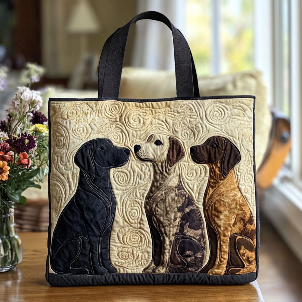 Wagging Tails Quilted Tote Bag