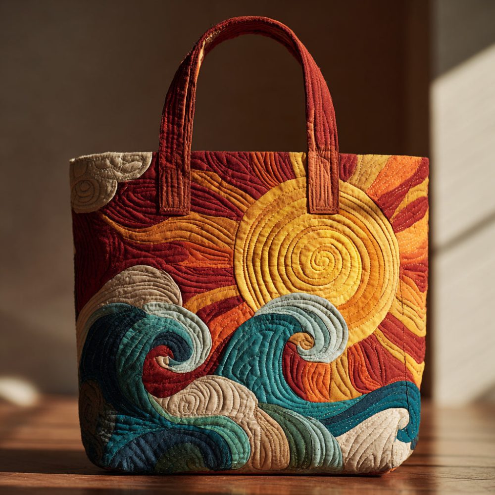 Wavy Sun Quilted Tote Bag
