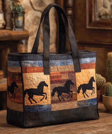 Western Whimsy Quilted Tote Bag