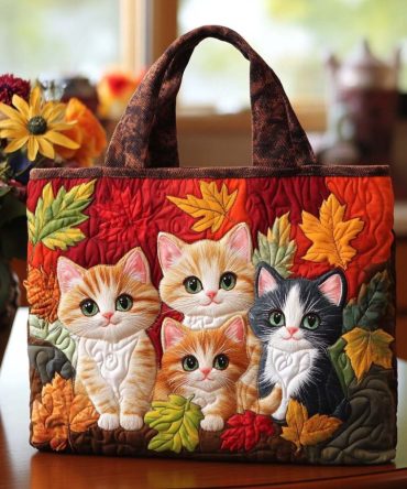 Whiskered Fall Friend Quilted Tote Bag