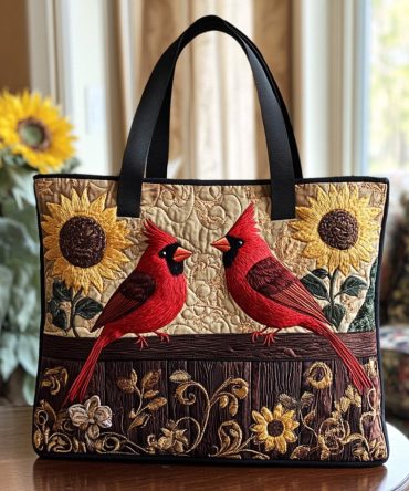 Whispering Cardinal Quilted Tote Bag