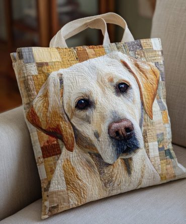 White Lab Vision Quilted Tote Bag