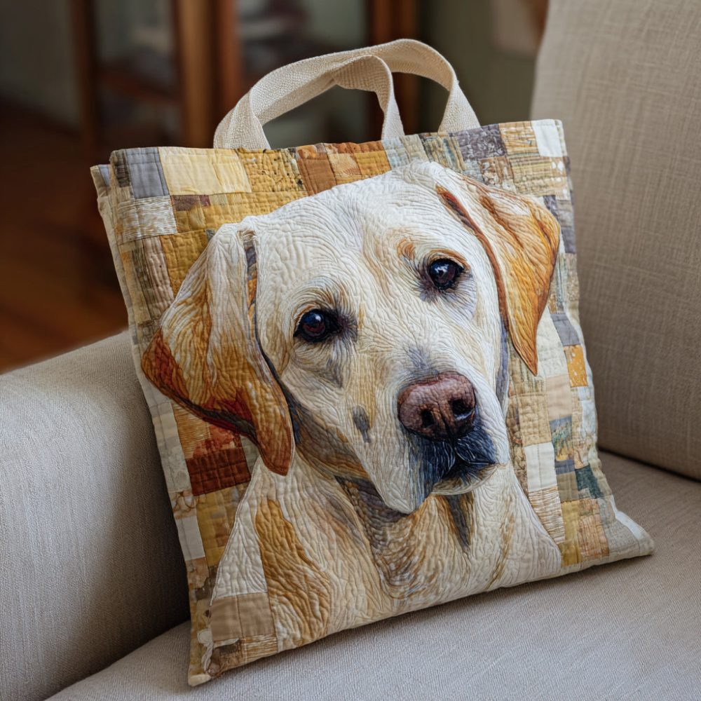 White Lab Vision Quilted Tote Bag