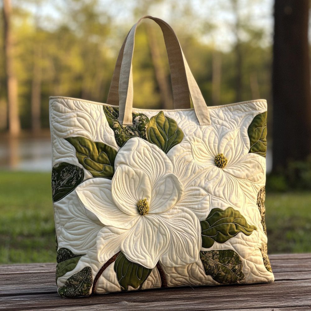 Flower Quilted Tote Bag - Image 3