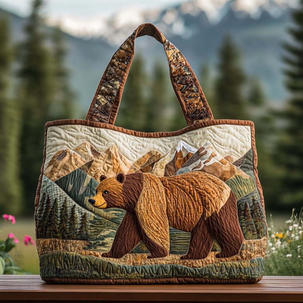 Wild Bear Quilted Tote Bag