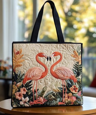 Wild Flamingo Quilted Tote Bag