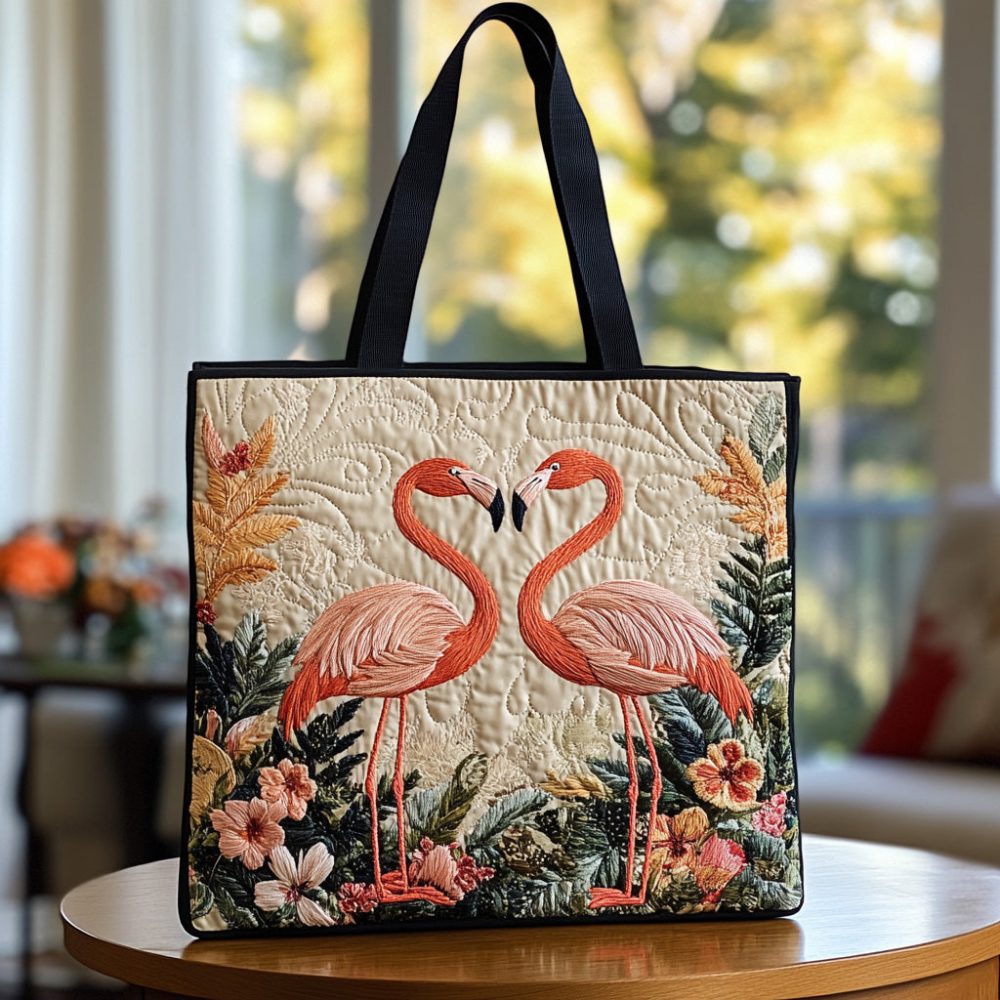 Wild Flamingo Quilted Tote Bag