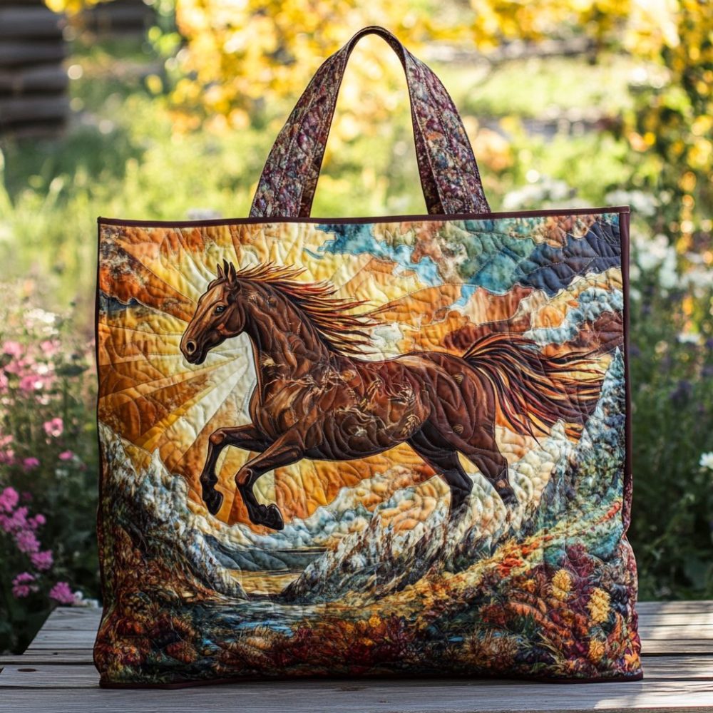 Wild Horse Quilted Tote Bag