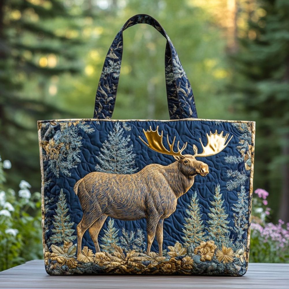 Wild Moose Quilted Tote Bag