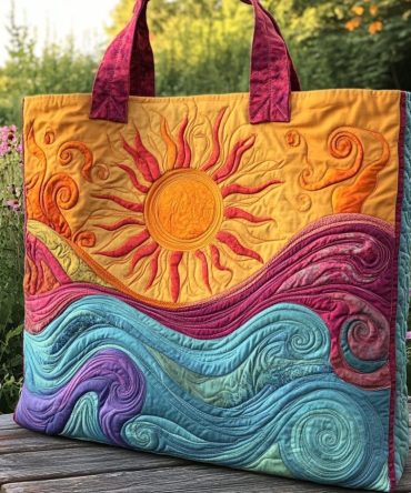 Wild Waves Quilted Tote Bag