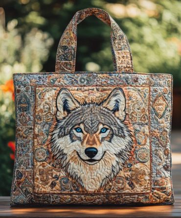 Wild Wolf Quilted Tote Bag
