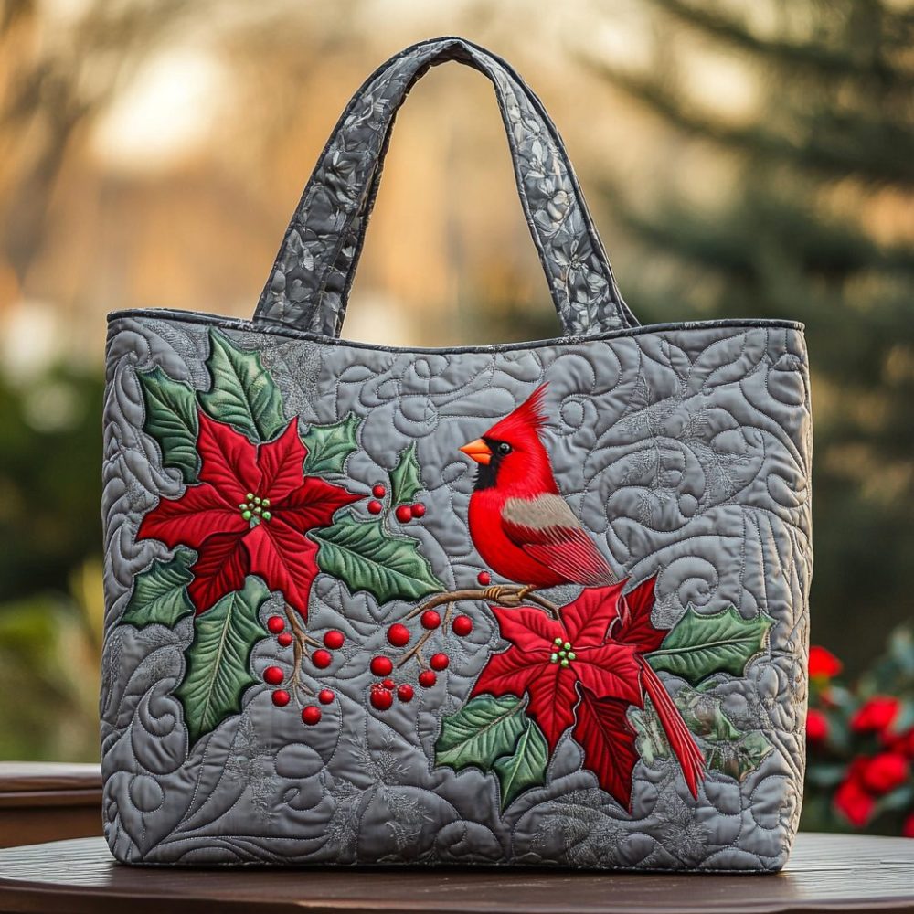 Winter Branch Quilted Tote Bag