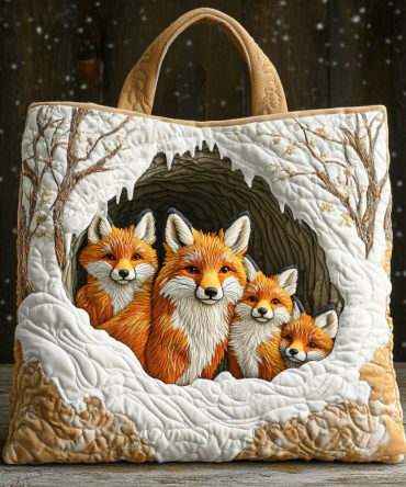 Winter Den Family Quilted Tote Bag
