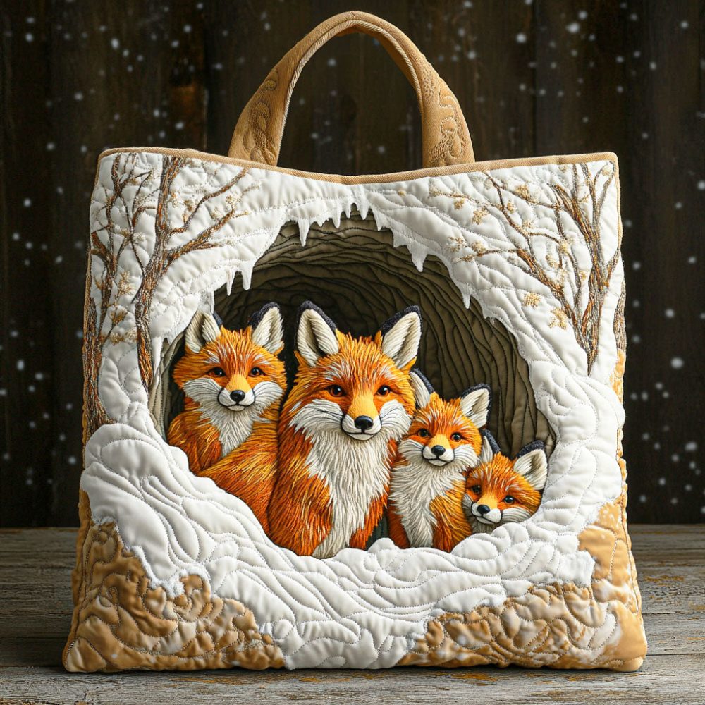 Winter Den Family Quilted Tote Bag