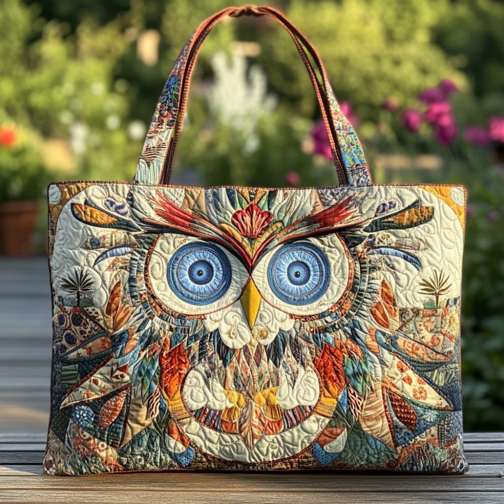 Wise Owl Quilted Tote Bag