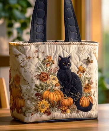 Witchy Whiskers Quilted Tote Bag