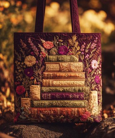 Word Meadow Quilted Tote Bag