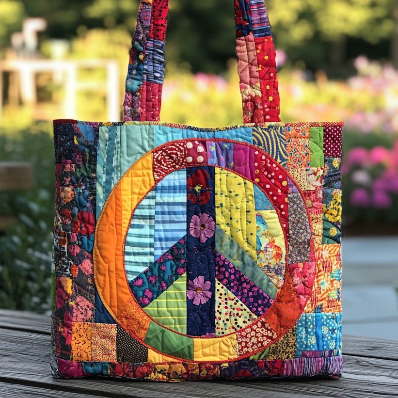 Woven Peace Quilted Tote Bag
