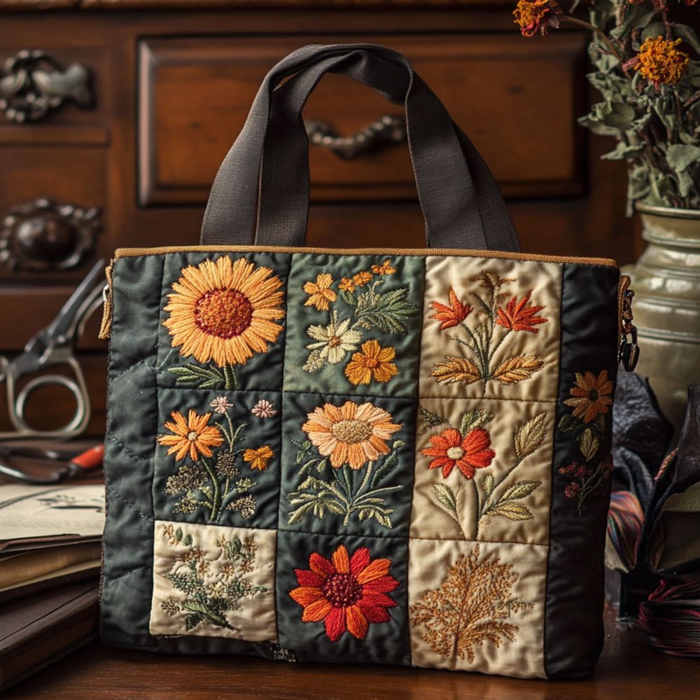Flower Quilted Tote Bag - Image 5