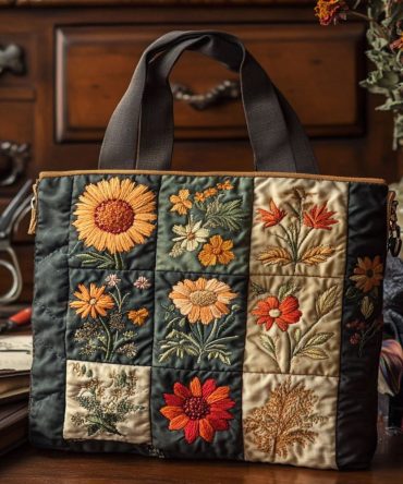 Woven Petals Quilted Tote Bag
